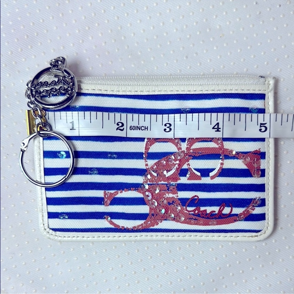 Coach POPPY Nautical Stripe card case keychain - Picture 7 of 8